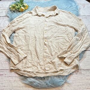 Kenny Flowers Cream Linen Button Down Shirt sz M